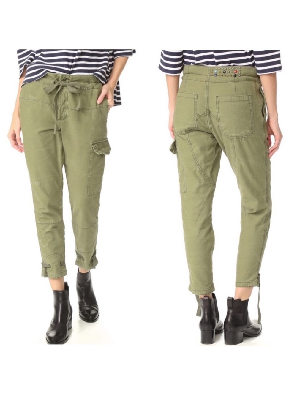 Free People Don't Get Lost Cargo Pants Green Boho 4